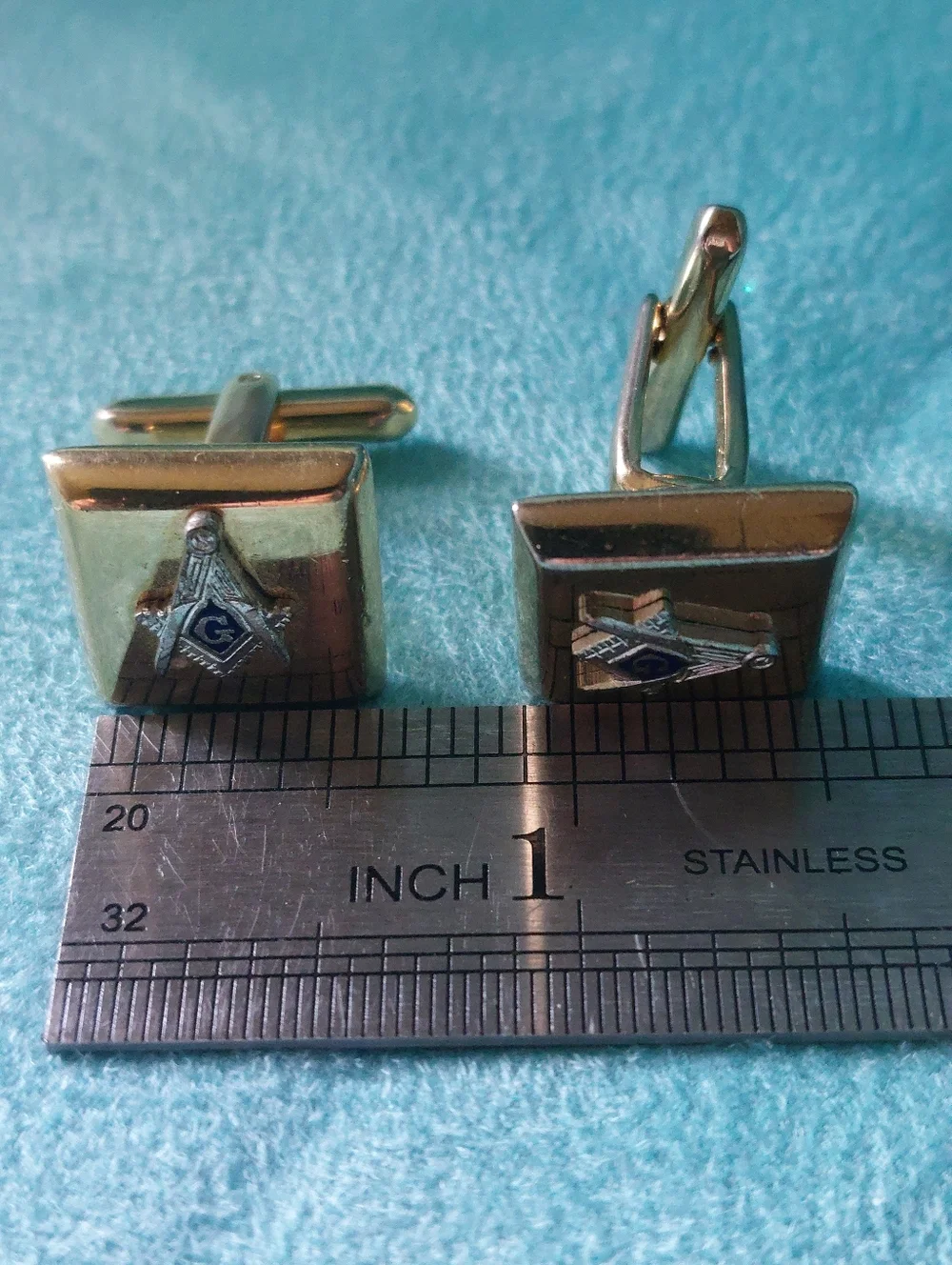 Freemason Cufflinks, Lot of Two Pairs, Brands Hickock & Foster Goldtone, Vintage